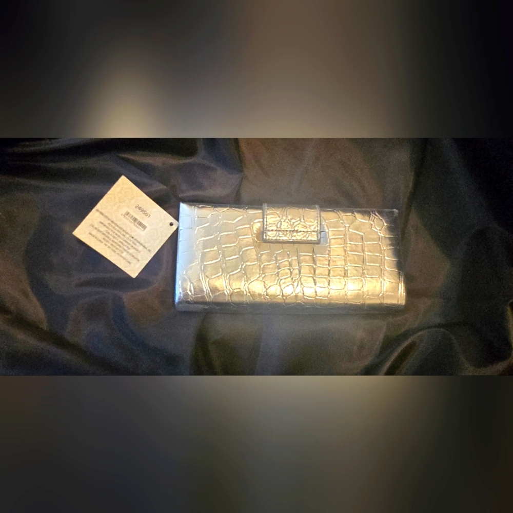 Silver Textured Clutch Wristlet